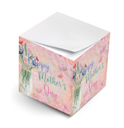 happy mothers day floral vase sticky note cube