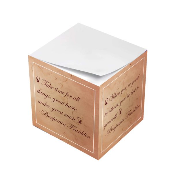 Benjamin Franklin Take Time For All Sticky Note Cube