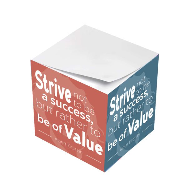 Albert Einstein Strive to be of Value Sticky Note Cubes