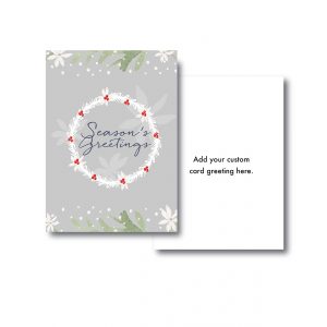Season's Greetings White Wreath Corporate Holiday Cards