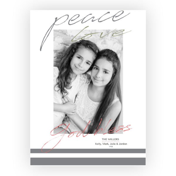Photo Holiday Cards: Peace, Love & God Bless
