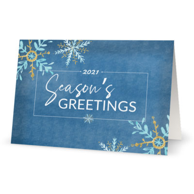 Corporate Holiday Cards: Seasons Greetings with Snowflakes