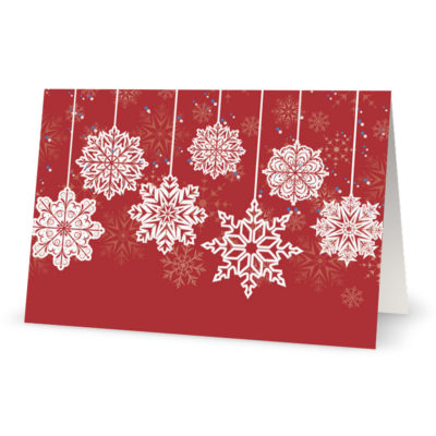 Corporate Holiday Cards: Snowflakes on Red