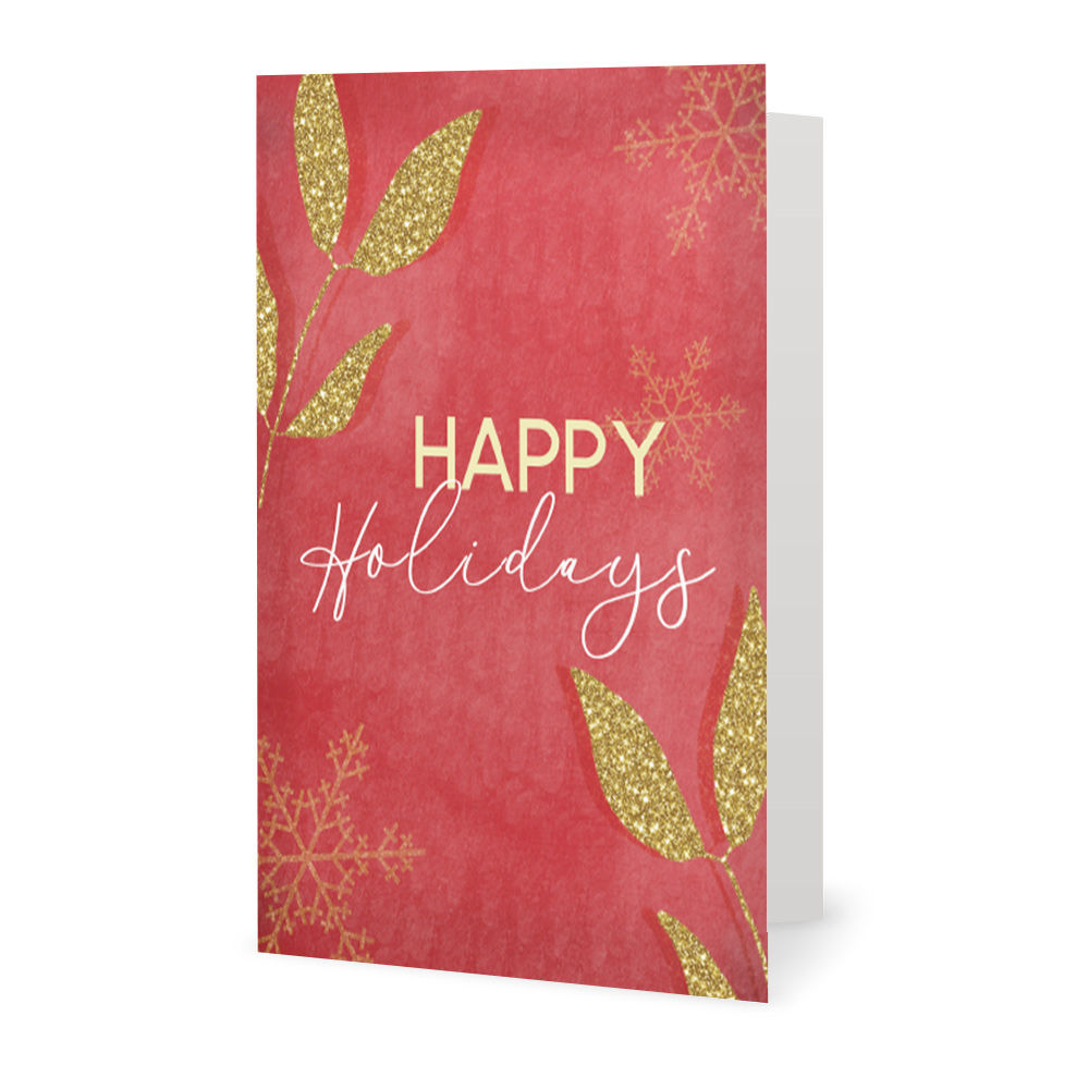 Corporate Holiday Cards: Happy Holidays Red & Gold
