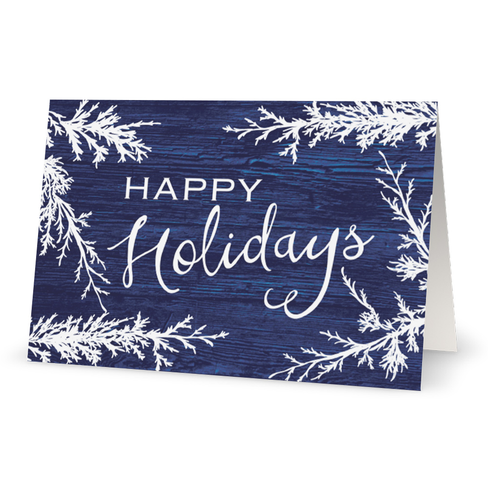 Corporate Holiday Cards: Happy Holidays White Branches