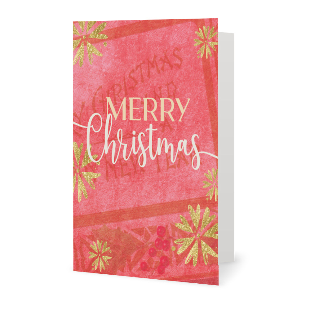 Corporate Holiday Cards: Merry Christmas Red & Gold