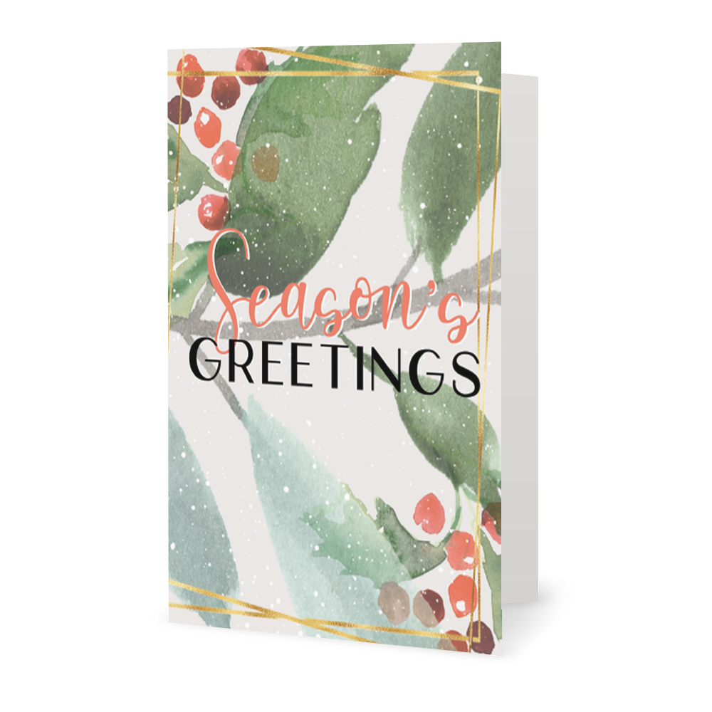 Corporate Holiday Cards: Season's Greetings Holly