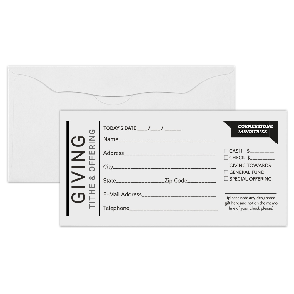 Donation Tithing Offering Envelopes - Black Ink