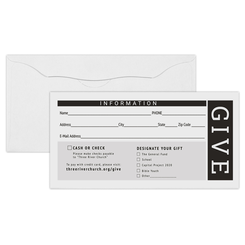 Donation Tithing Offering Envelopes - Black Ink