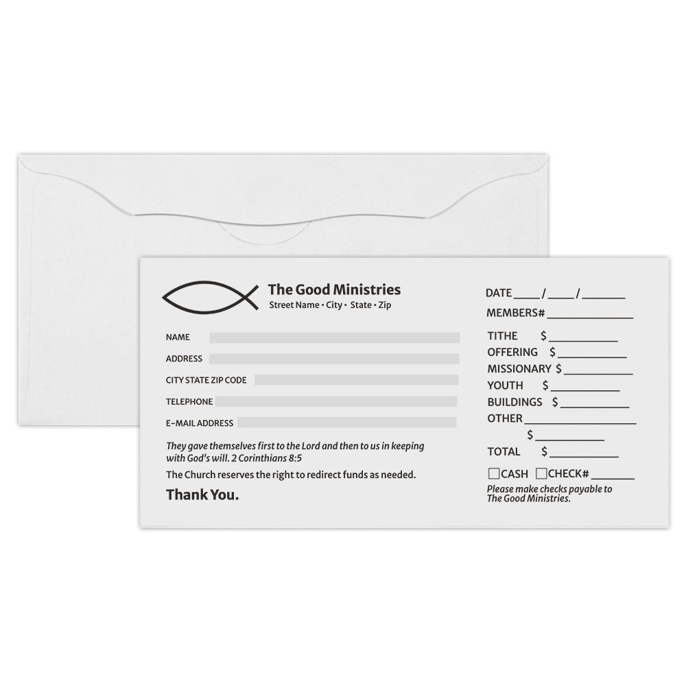 Donation Tithing Offering Envelopes - Black Ink