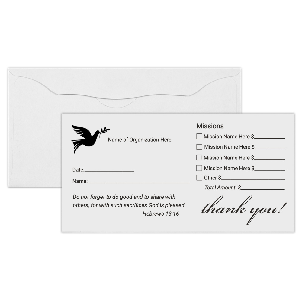 Donation Tithing Offering Envelopes - Black Ink