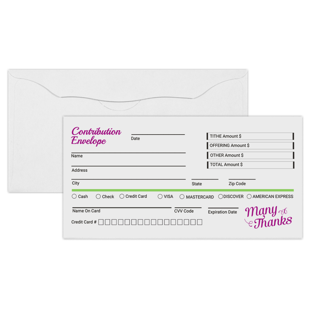 Donation Tithing Offering Envelopes - Color Ink