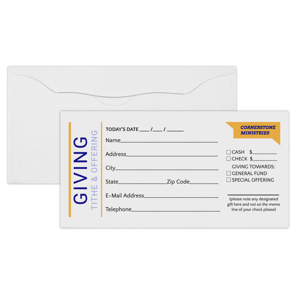 Donation Tithing Offering Envelopes - Color Ink