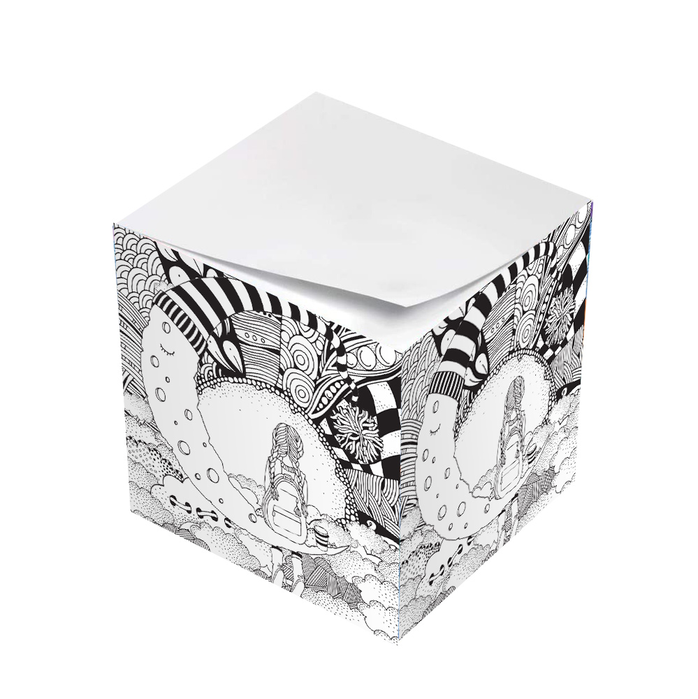 girl on the moon coloring sticky note cube