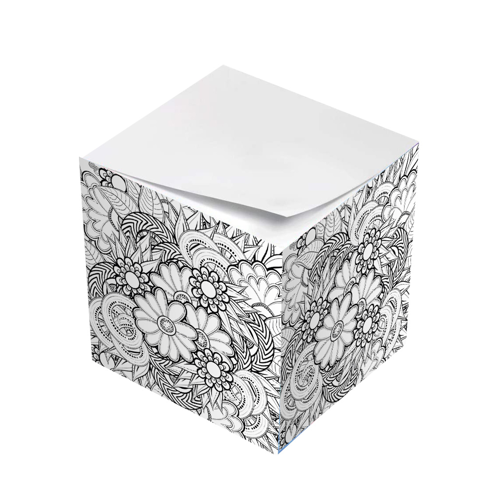Whimsical Flower Coloring Sticky Note Cubes