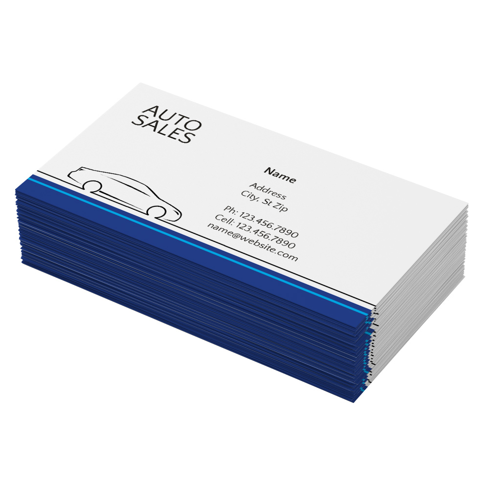 blue car business cards