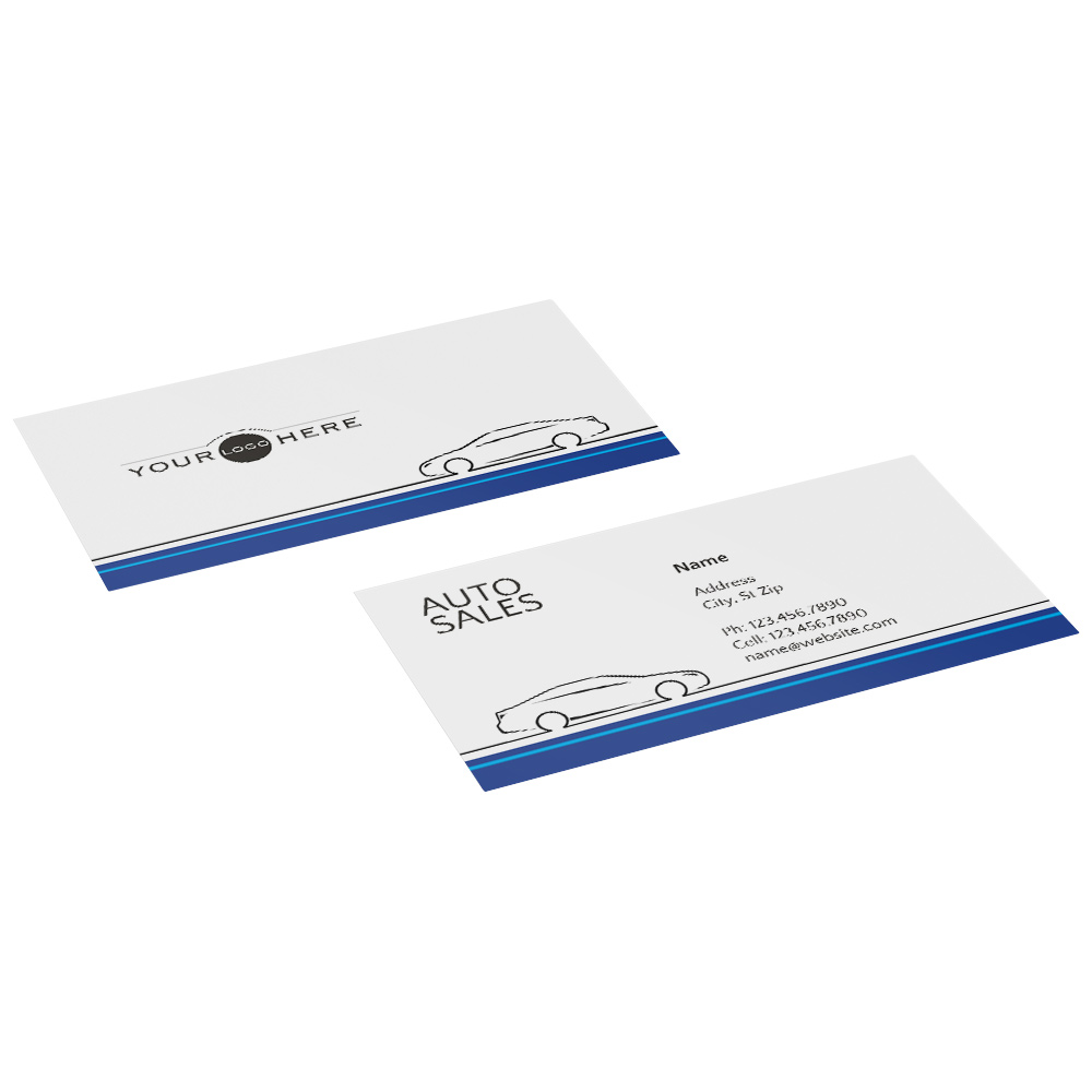 auto sales with blue stripe business card