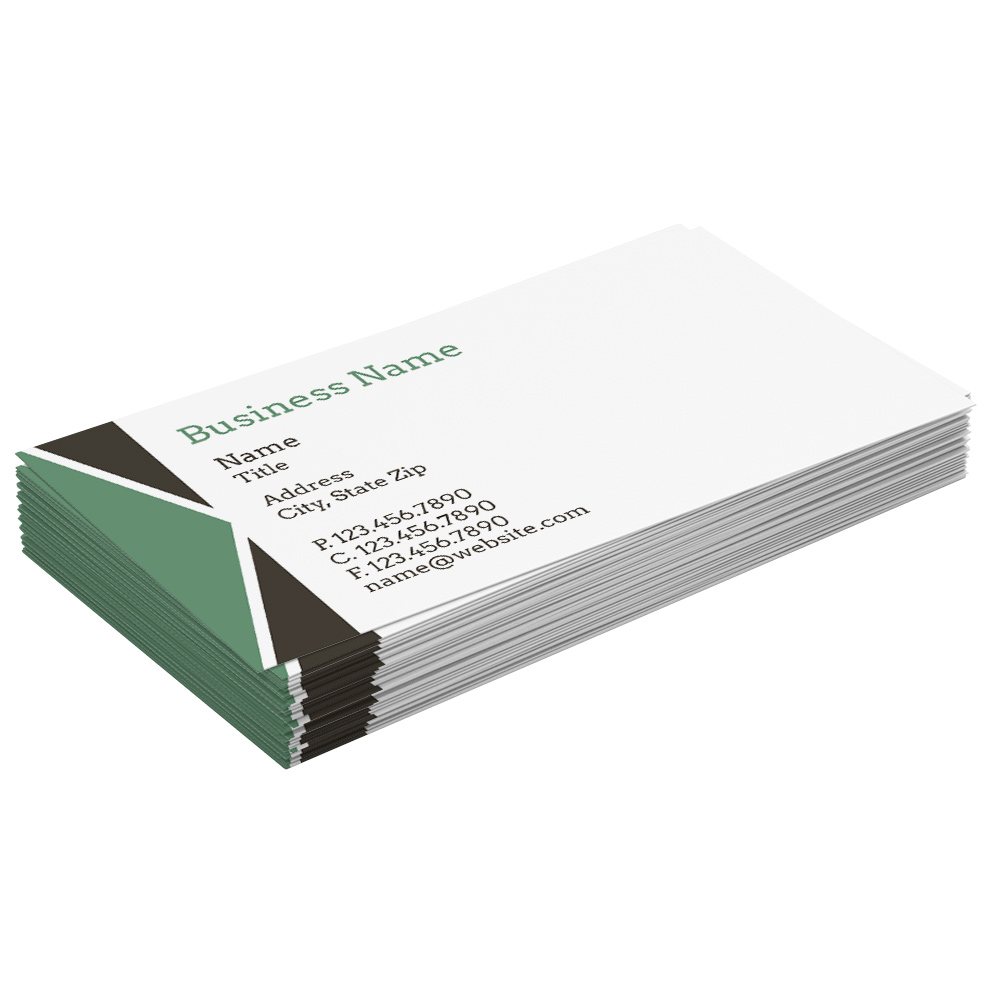 gray green triangles business cards