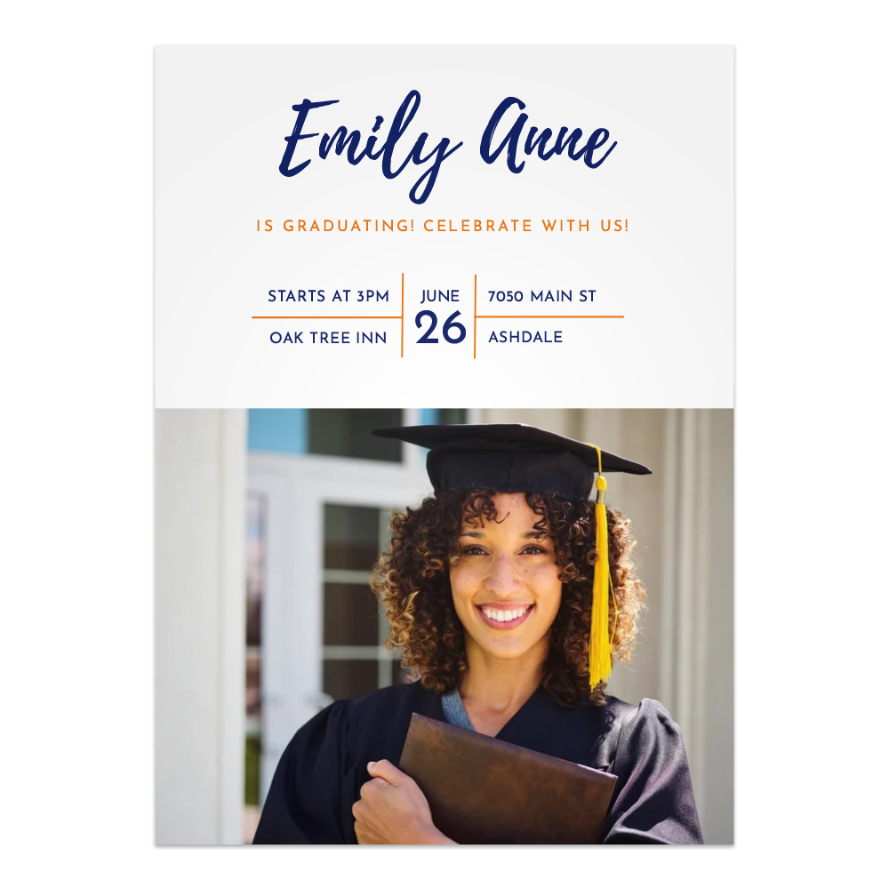 Graduation party invitation with girl in photo